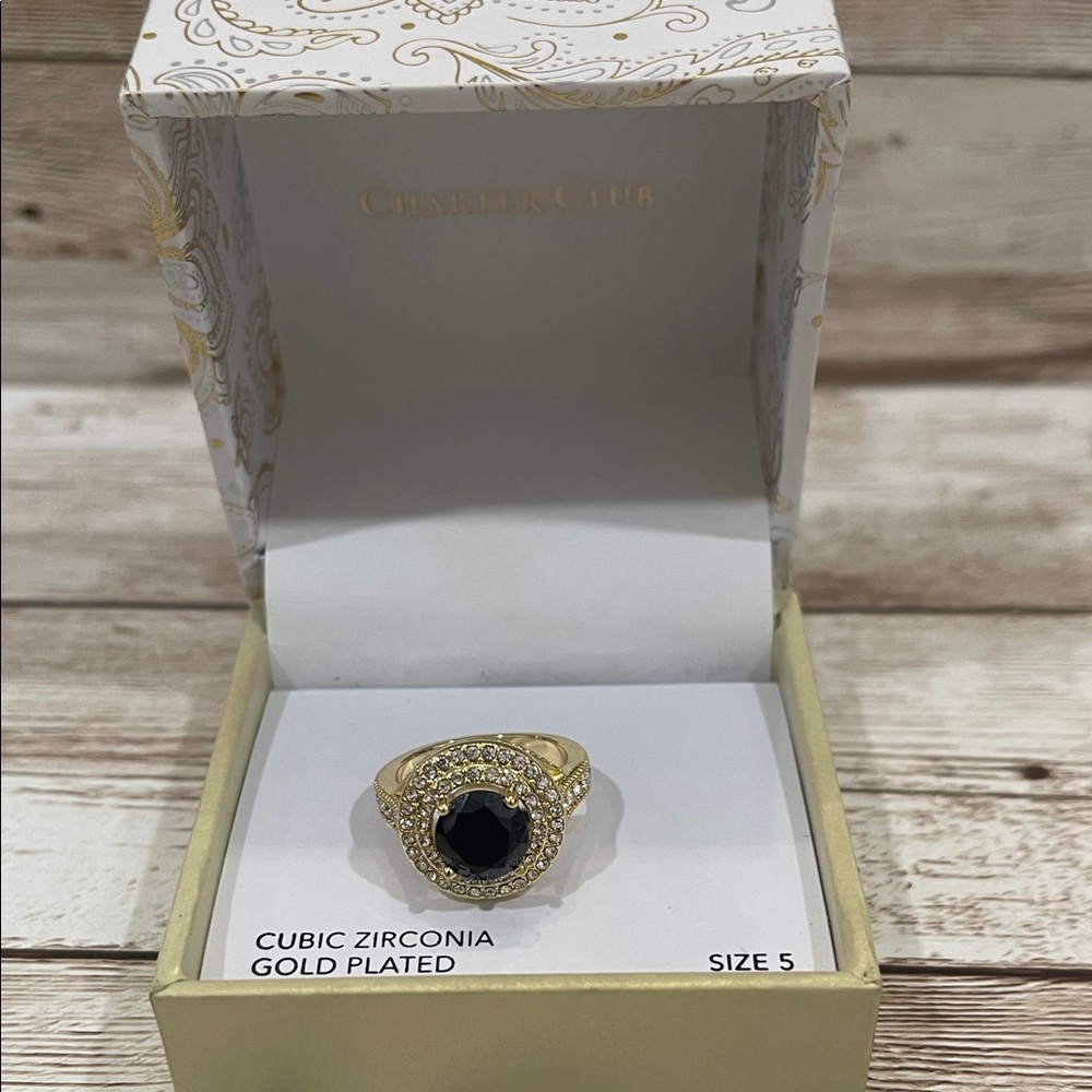 Charter Club Gold Plated Ring with Dark‎ Stone